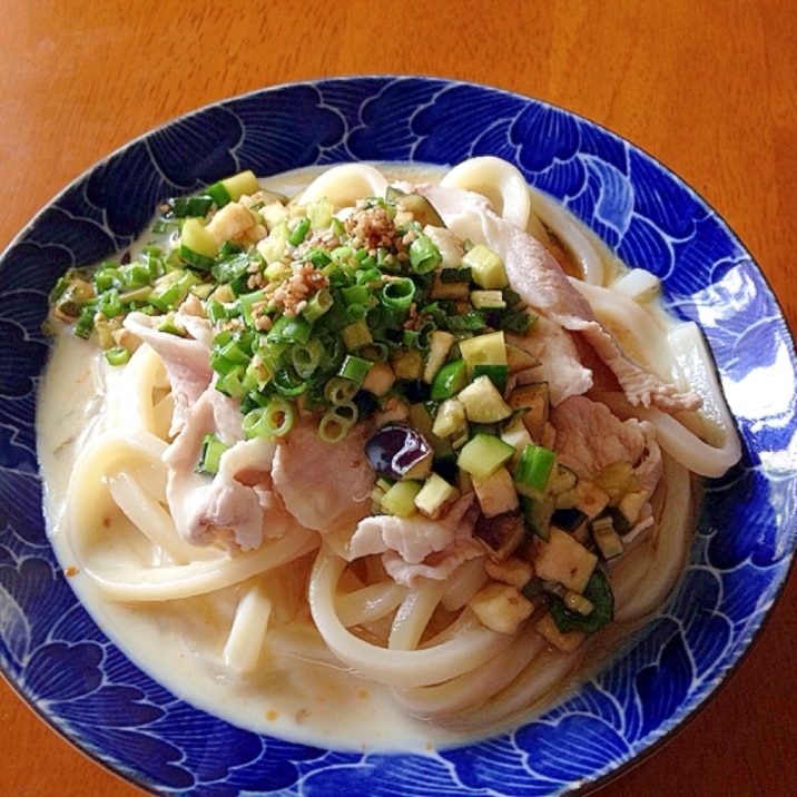 柚子胡椒香る♪だしがけ豆乳と冷しゃぶうどん